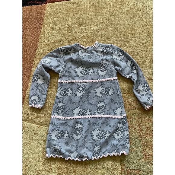 Grey Long Sleeve Little Girls Lace Dress Size 4T - Picture 5 of 6
